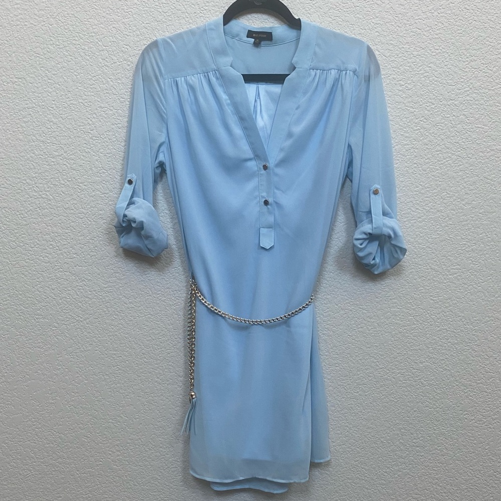 Miss Avenue Blue Belted Dress M